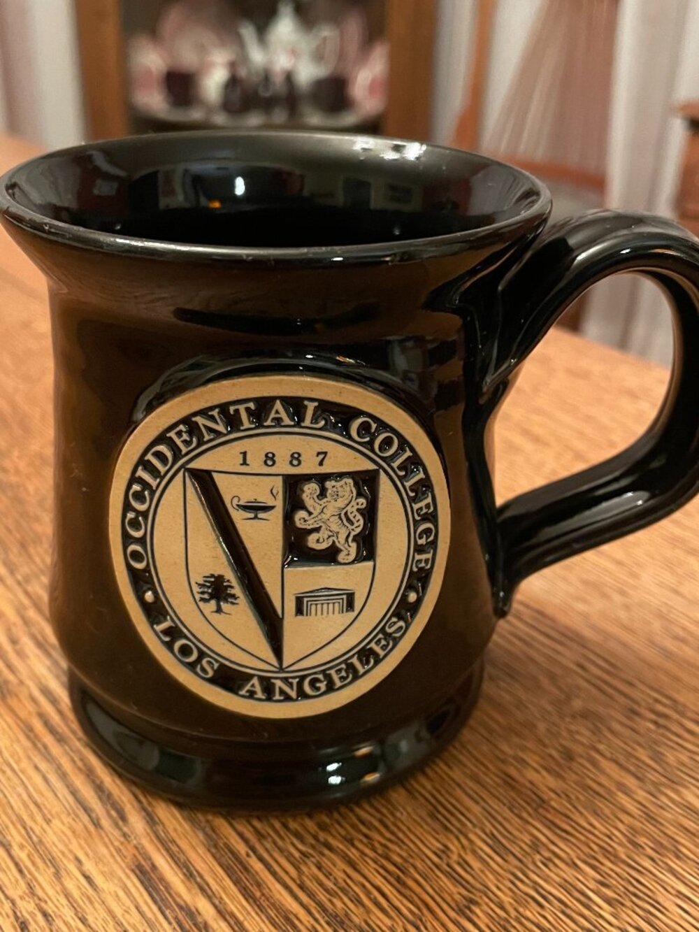Occidental College Los Angeles Black Coffee Cup Mug by Deneen Pottery 13 ounces